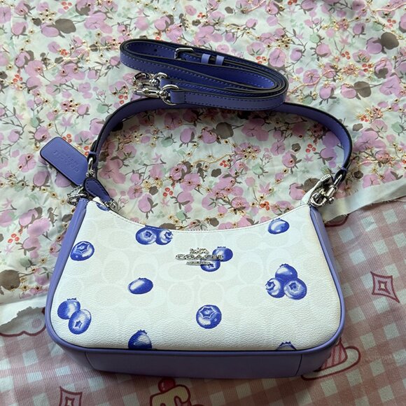 Coach Leather Handbag Blueberry Print - Picture 8 of 8